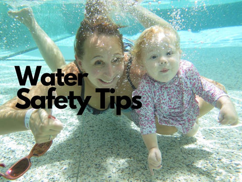 Water Saving Tips. Mother and Child under water