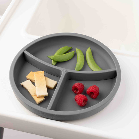 Silicone Plate with Removable Divider - Silver