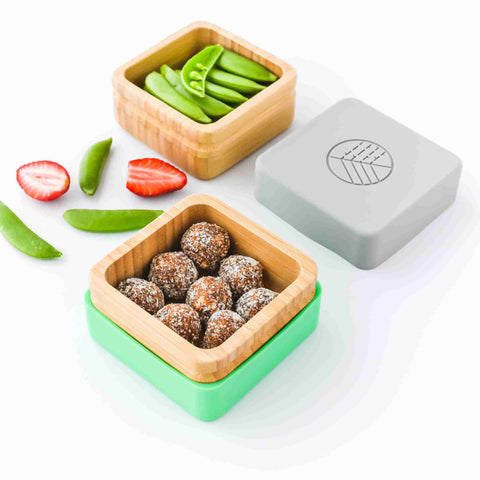 Bamboo Snack Pots - Green and Grey