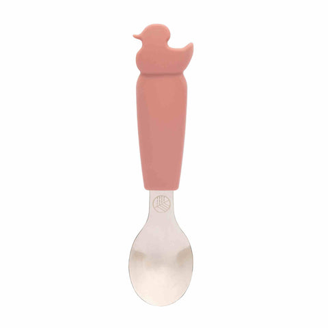 Stainless steel spoon for kids with rose handle
