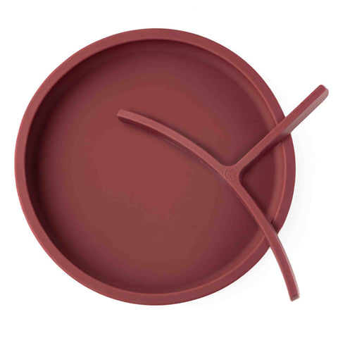 Silicone Plate with Removable Divider - Burgundy