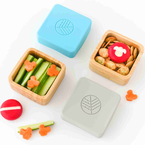 Bamboo Snack Pots - Blue and Grey