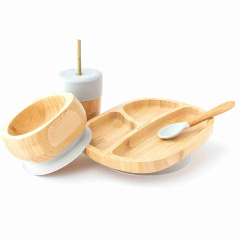 Toddler bamboo Gift Set - Plate, cup and bowl - Grey