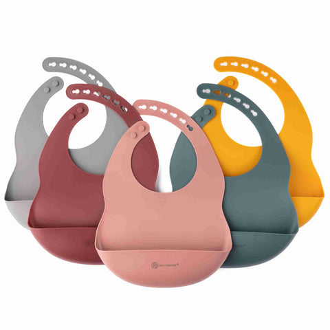 eco rascals silicone bibs in five colours