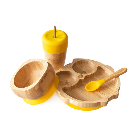 Owl section plate gift set - one suction plate, bowl, spoon and cup