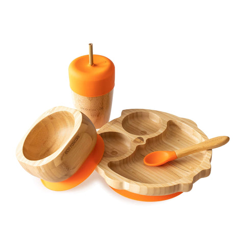 Owl section plate gift set - one suction plate, bowl, spoon and cup