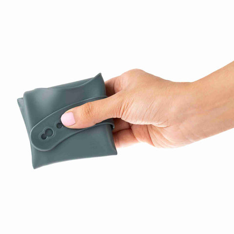 Teal silicone bib folded