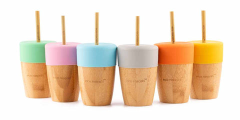 An image to showcase the range of four bamboo straw cups available