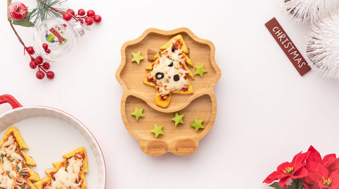 Sweet Potato Christmas Tree Pizza Base with eco rascals plate 