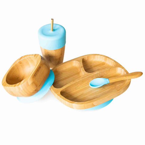 Toddler bamboo Gift Set - Plate, cup and bowl - Blue