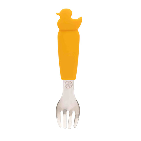 Child's knife with mustard yellow silicone handle