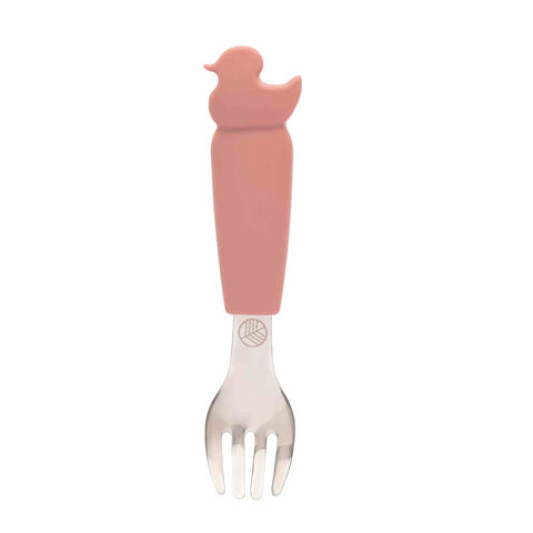 Stainless steel fork for kids with rose handle