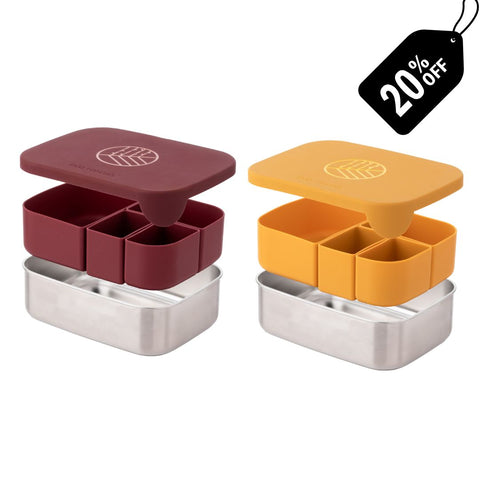 Classic Burgundy and Mustard Lunchboxes - 2 pack!