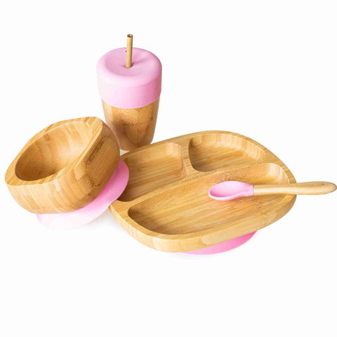 Toddler bamboo Gift Set - Plate, cup and bowl - Pink