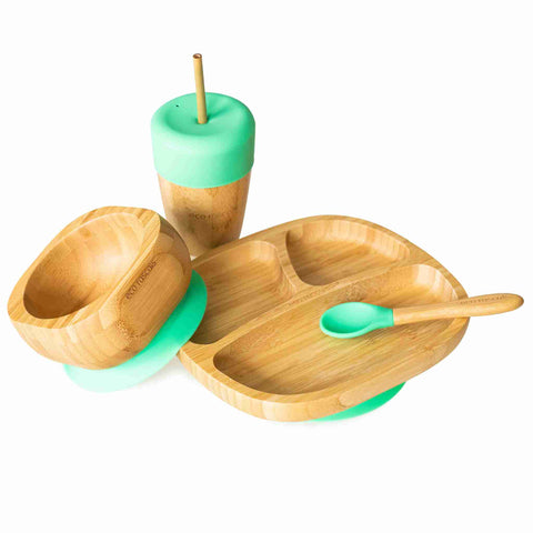 Toddler bamboo Gift Set - Plate, cup and bowl - Green