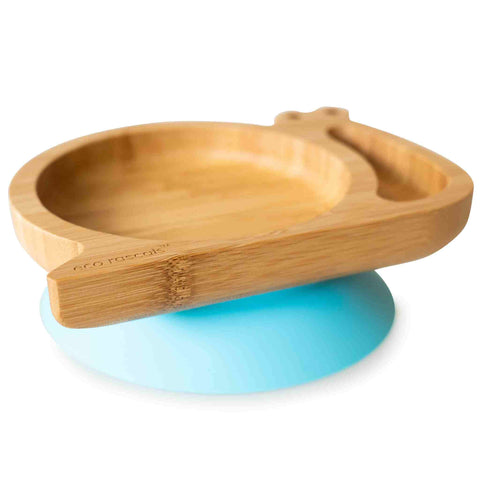 Bamboo Snail Plate with Suction - Blue