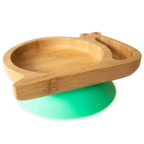 Bamboo Snail Plate with Suction - Green