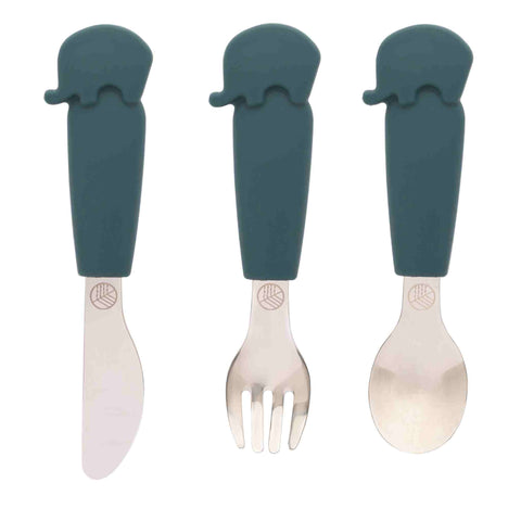 Elephant Cutlery Set - 3 pieces - Teal
