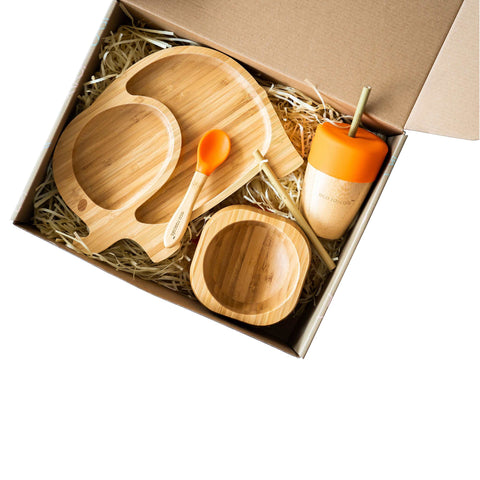 Elephant section plate gift set - one suction plate, bowl, spoon and cup