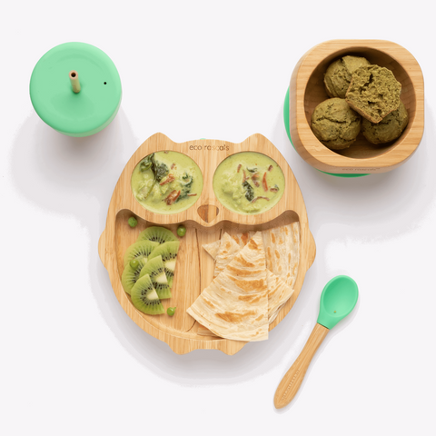 Owl section plate gift set - one suction plate, bowl, spoon and cup