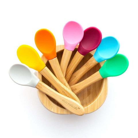 Self Feeding Bamboo Baby Spoons (Red,Blue & Green) – BabyK
